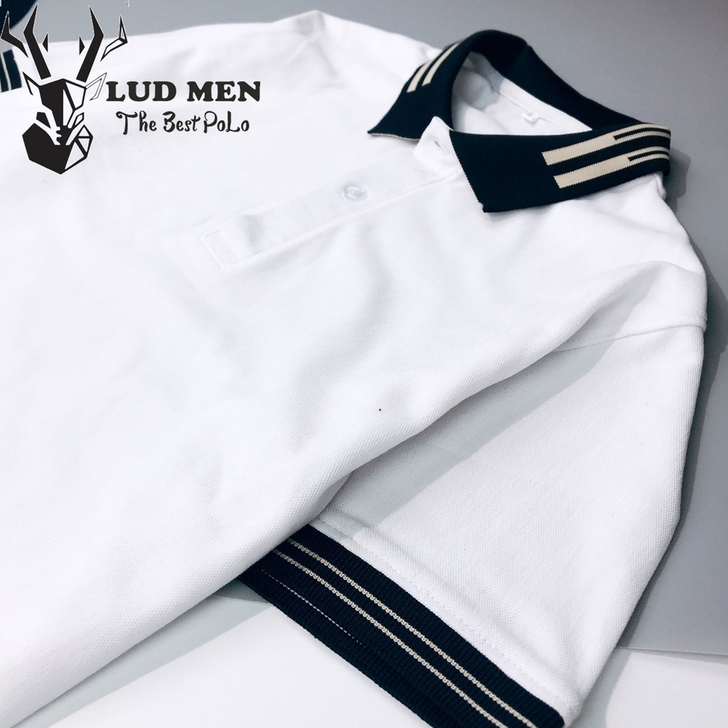 Áo Thun Nam - Áo Polo Nam Phối Viền Chất cá sấu cotton co giãn, Áo Có Cổ, Trẻ Trung, Cá Tính Màu Trắng