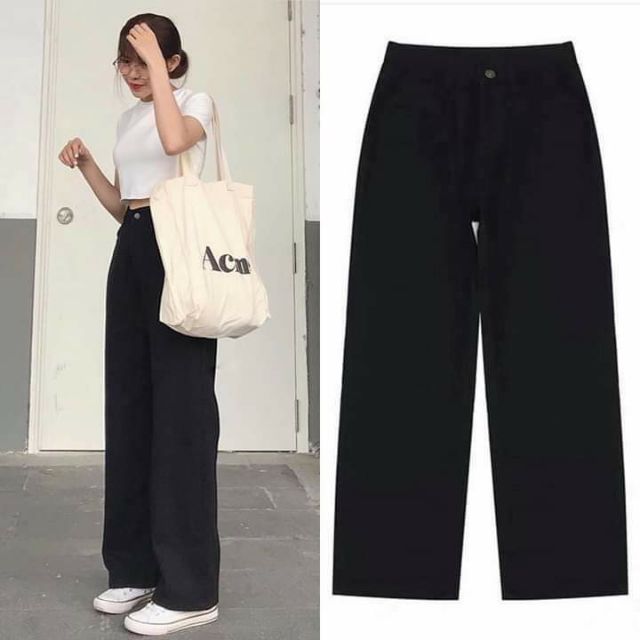 Quần ống rộng suông khóa giữa