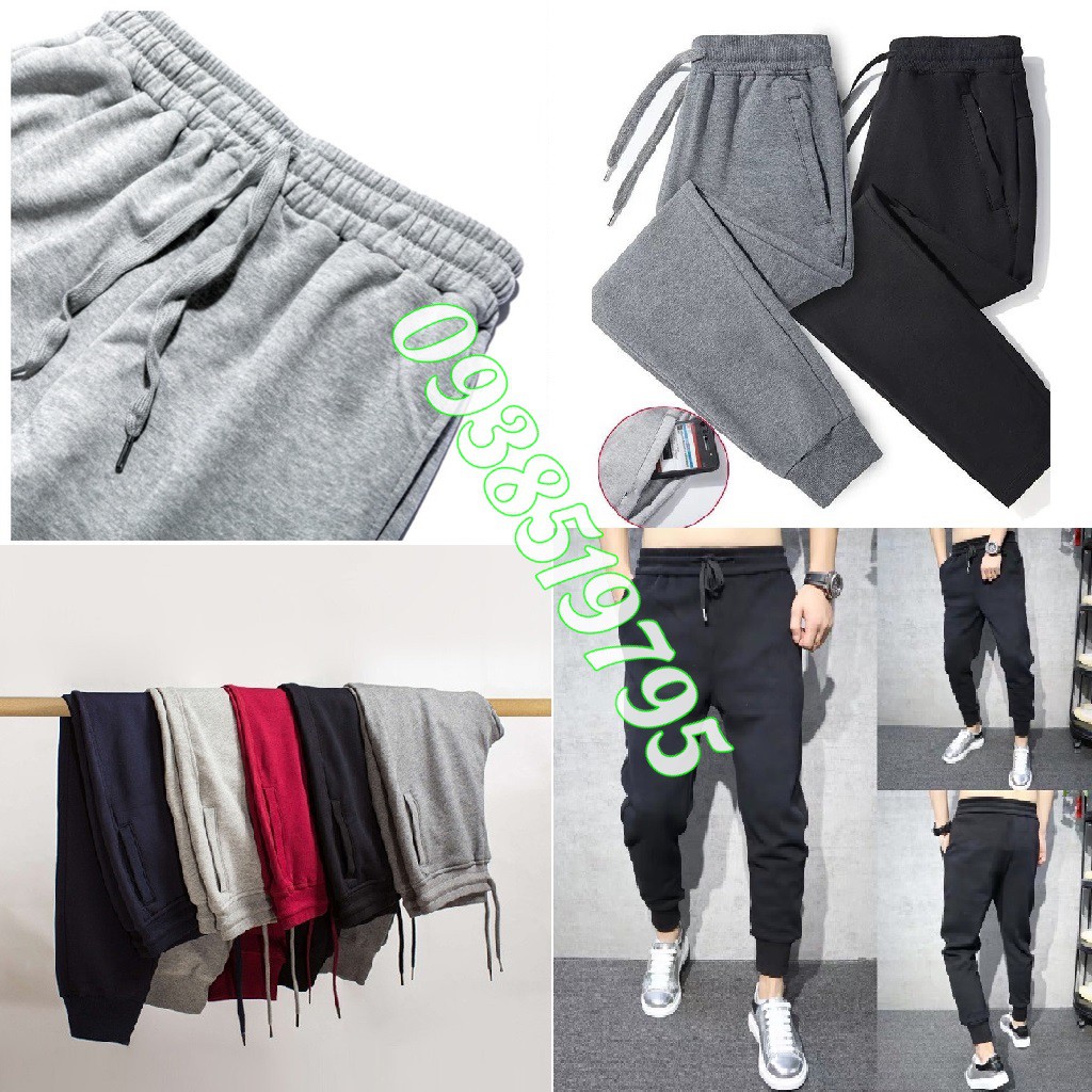 [Mã FAMAYMA giảm 10K đơn 50K] [Freeship] Quần Jogger Nỉ Thun Trơn Nam Nữ Có BIGSIZE