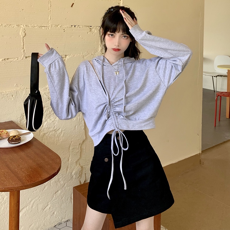 Áo thun tay dài cổ chữ V dáng rộng thời trang mùa thu phong cách Hàn Quốc cho nữ