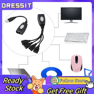 [Ready now] Bộ Chia 4 Cổng Usb 2.0 Rj45 Hub Ethernet Extender Network Adapter Cable Cat5 / Cat5E / Cat6