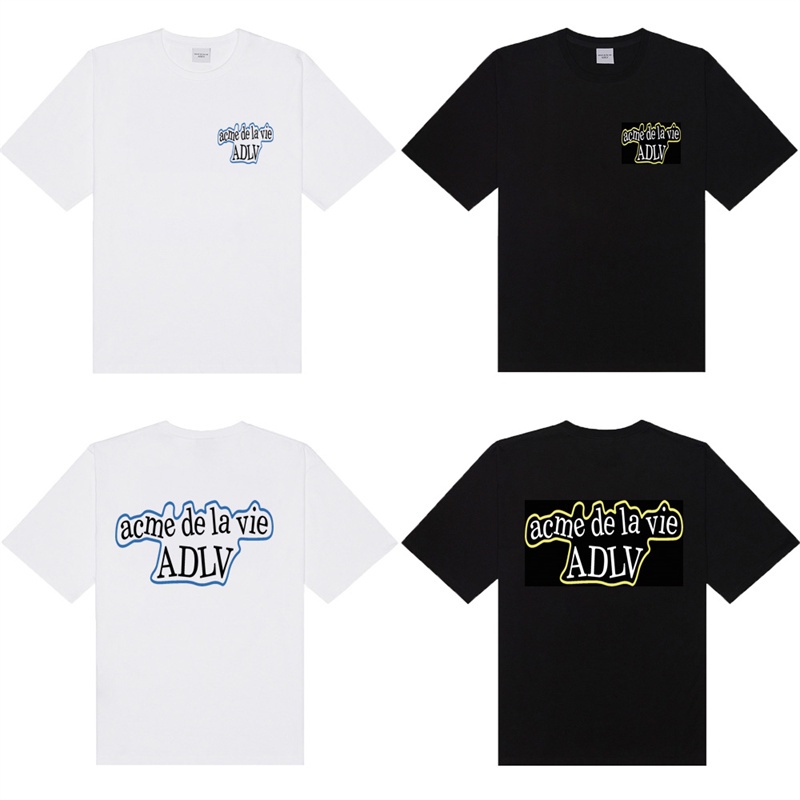 ADLV Áo thun cotton ngắn tay dáng rộng in chữ thời trang cho nam nữ