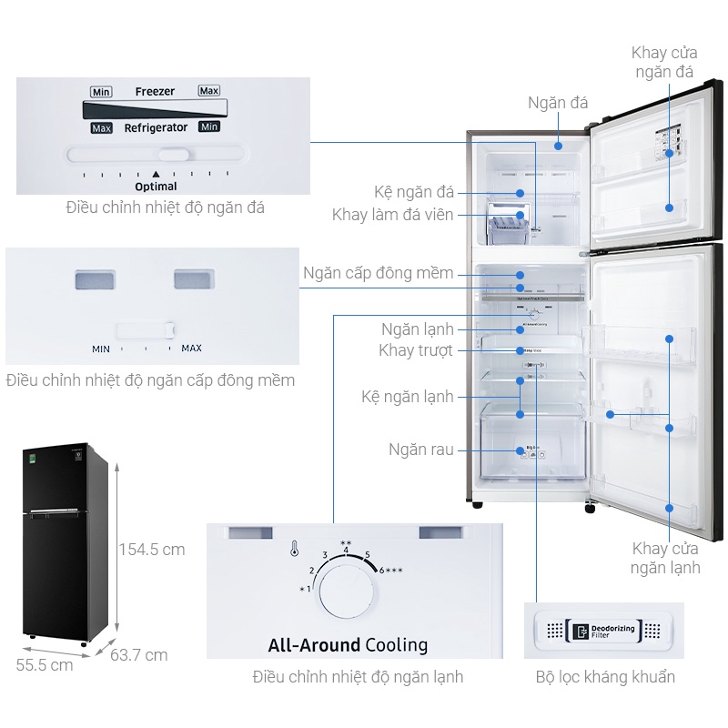 [Mã ELHA10 giảm 6% đơn 5TR] Tủ lạnh Samsung Inverter 236 lít RT22M4032BU/SV