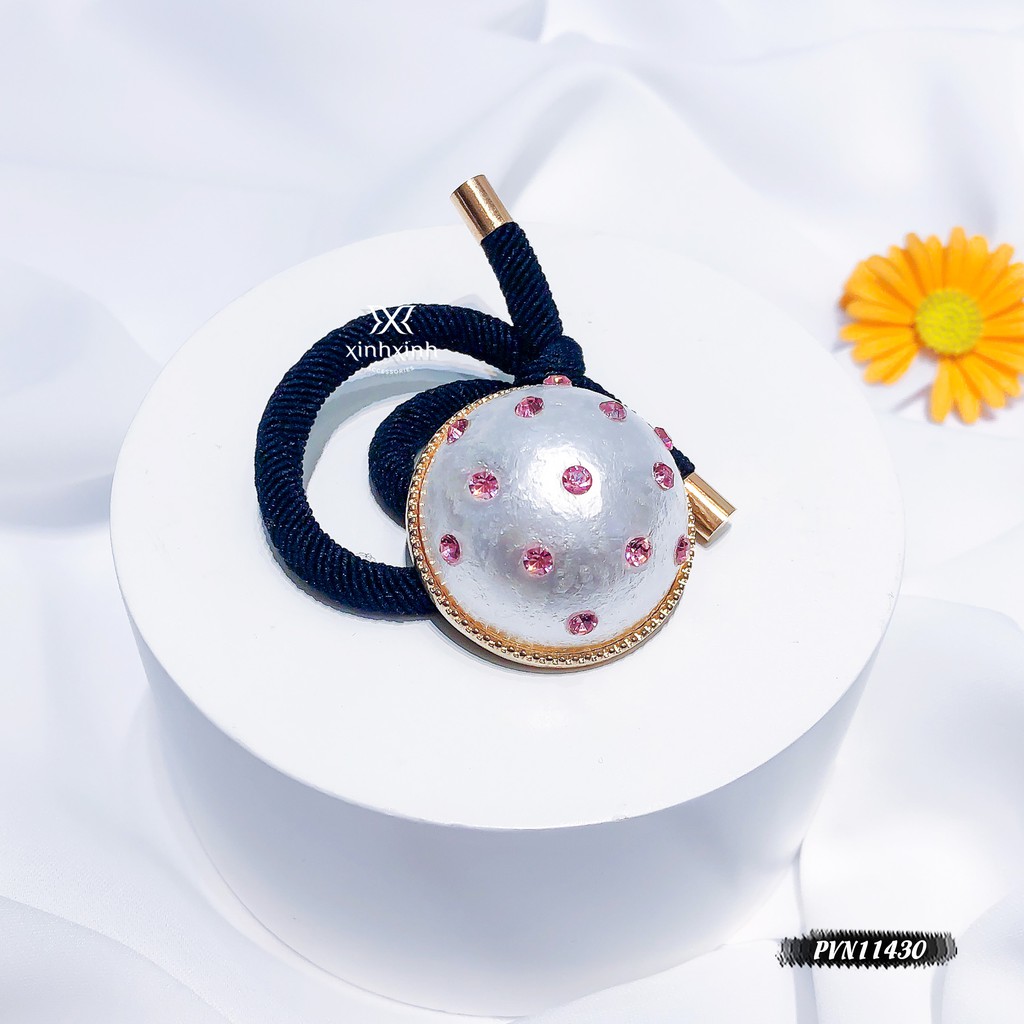 Dây buộc tóc, dây cột tóc hạt sần đính đá màu cao cấp - Xinh Xinh Accessories