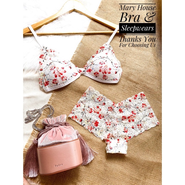 SET BRALETTE REN MÚT NGỰC QUẦN Y TRẮNG NGÀ HOA MAI | BigBuy360 - bigbuy360.vn