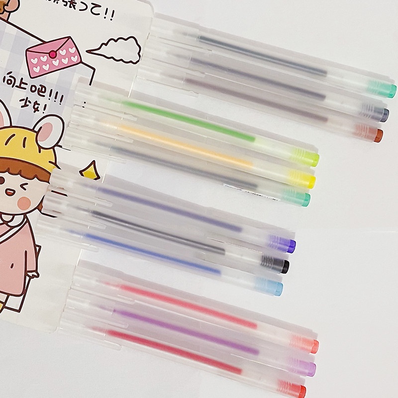 Bộ 3 cây bút bi RUIXIANG viết mực gel ngòi 0.5mm nhiều màu đáng yêu