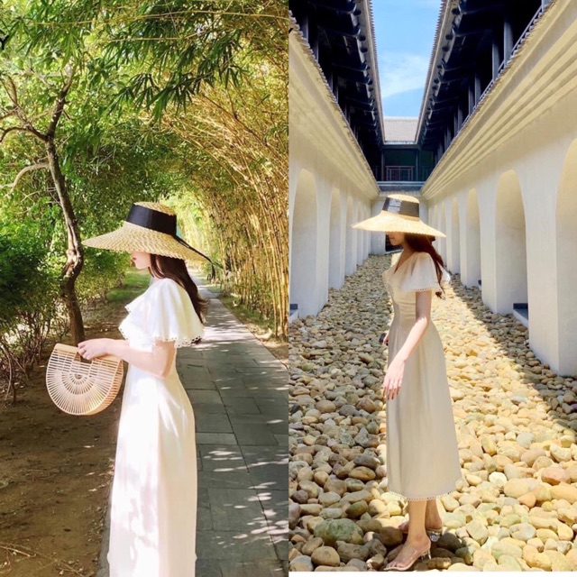 Đầm dự tiệc cổ tim viền ren 2 màu sang trọng | BigBuy360 - bigbuy360.vn