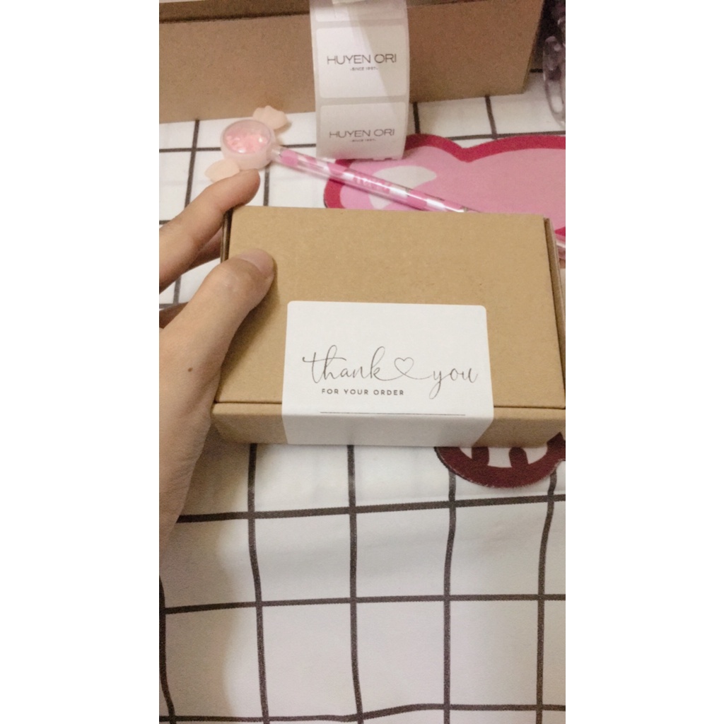 Set 40 tem dán cảm ơn THANK YOU for your order 7x10cm, tem dán hộp gói hàng đơn giản, niêm phong