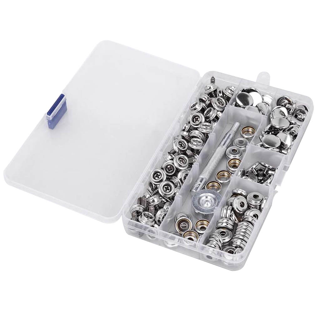 [CHOO] 150 Pcs/set Stainless Steel Snap Button Boat Sailcloth Canvas Snap Fastener Socket Screw Kit with Setting Tool