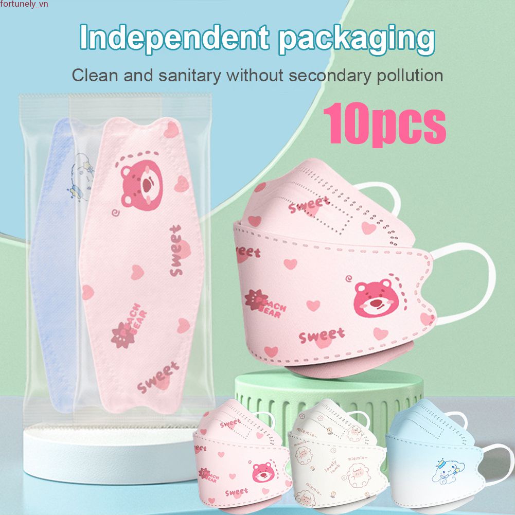 10 Chiếc Gradient Màu Mặt Nạ Winnie Gấu/Cừu/Cinnamoroll In Họa Tiết Hình Mặt Nạ 3d 4 Lớp dùng Một Lần Bảo Vệ Mặt Nạ Dành Cho Trẻ Em