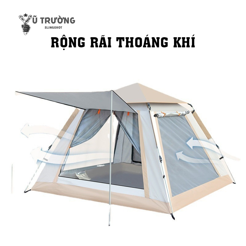 Lều Cắm Trại, lều dã ngoại tự bung 4-6 người chống nước chống tia tử ngoại KT 2m8x2m8 - Lều cắm trại du lịch