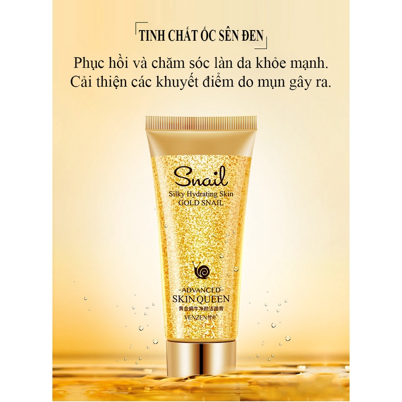 Sữa rửa mặt Ốc sên Gold 24K kiểm soát dầu VENZEN nội địa Trung cao cấp