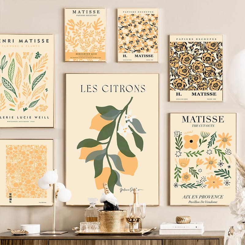 Tranh Vải Bạt Treo Tường In Hình Hoa Tương Phản Matisse Market Yayoi Kusama Trang Trí Phòng Khách