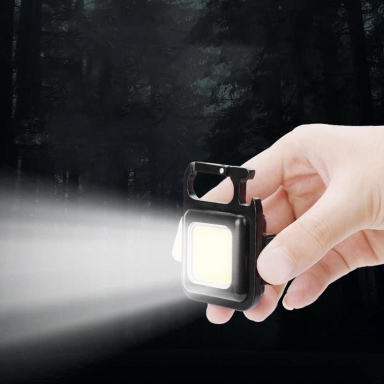Móc chìa khoá đèn pin LED COB mini tích hợp mở bia, chống nước, dùng pin sạc, có nam châm đính kèm