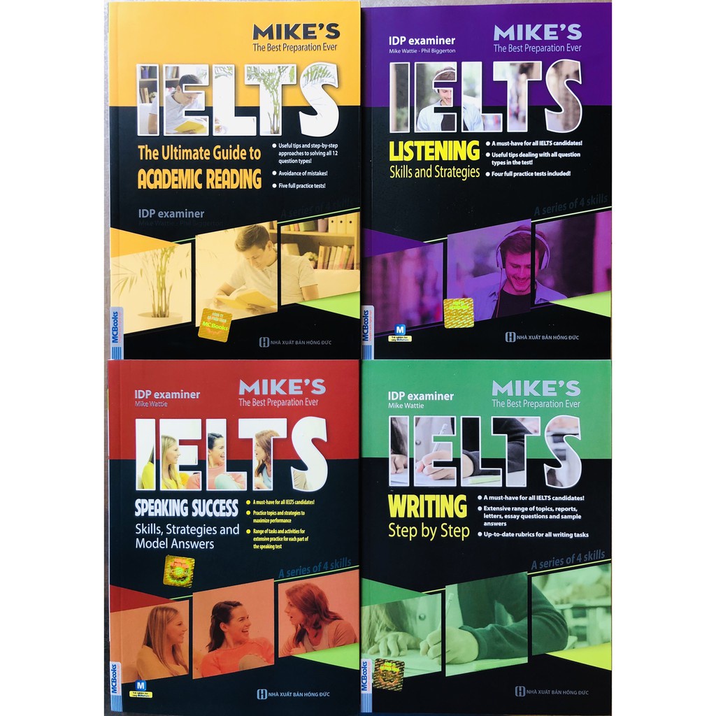 Sách - Combo Trọn Bộ 4 cuốn Academic Ielts Mike + tặng kèm Booksmart