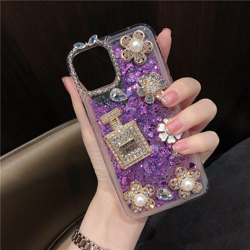 Ốp Lưng Kim Tuyến Nước Hình Hoa Cho iphone 14 13 12 pro max iphone 11 pro max xs xr x