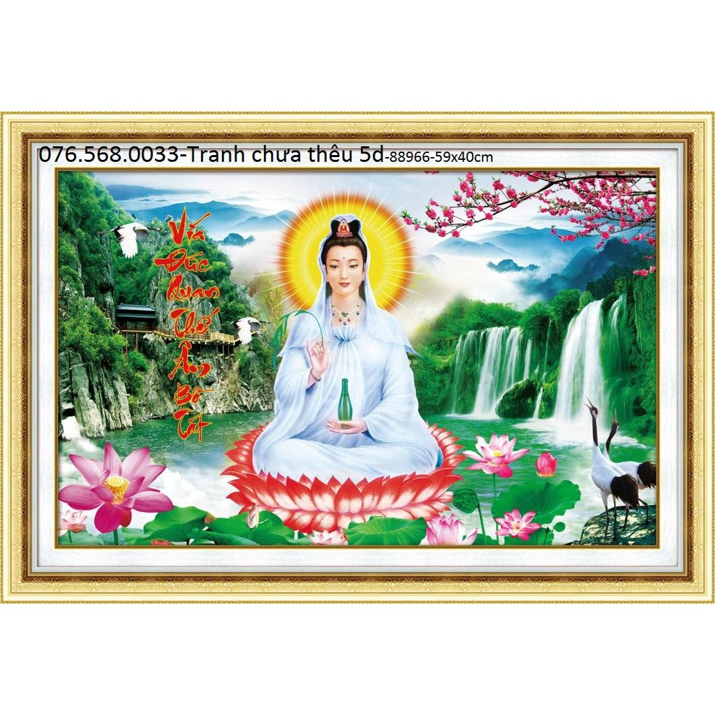 Tranh thêu chữ thập PHẬT QUAN ÂM 5D 88966 lv3250 (59x40cm)