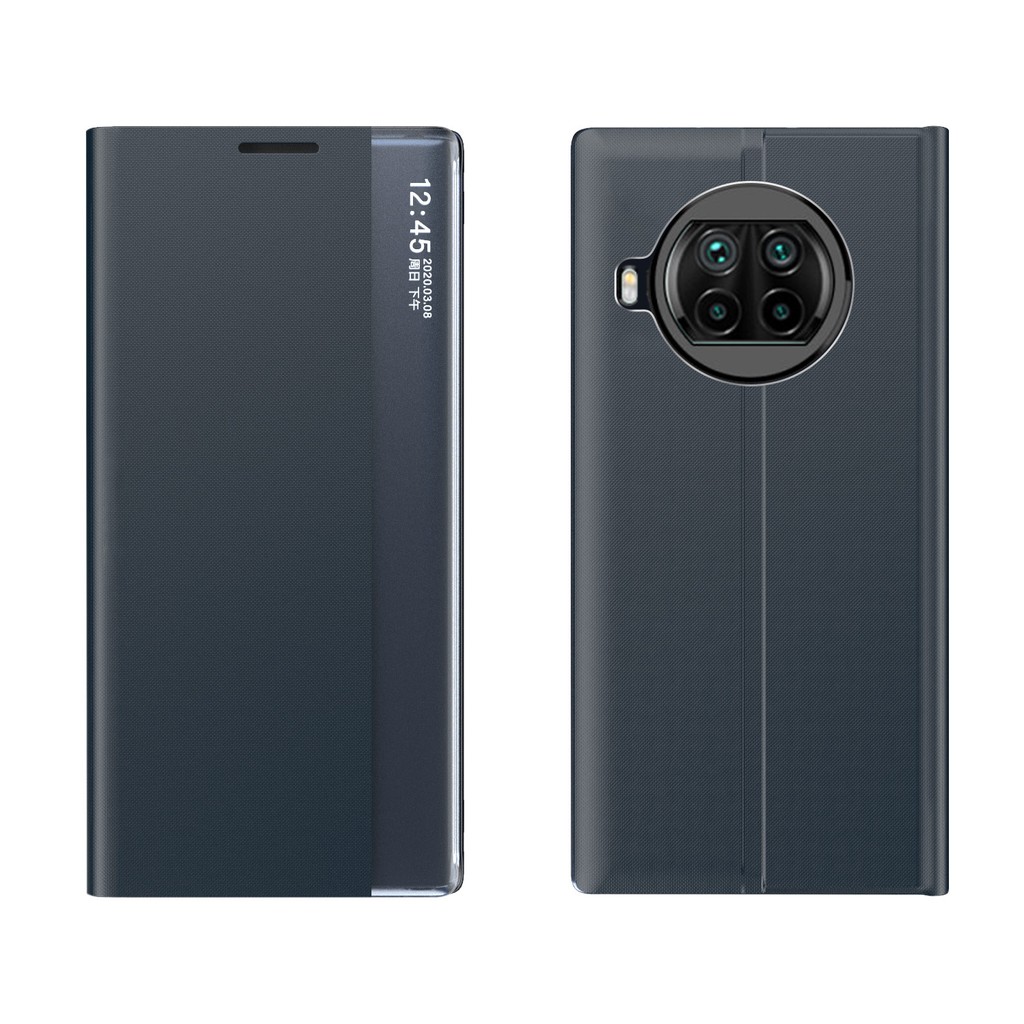 Ốp Lưng Da Nắp Gập Màu Trơn Có Mặt Gương Phía Trước Cho Xiaomi Mi 11 / Redmi Note 9 Pro 5g