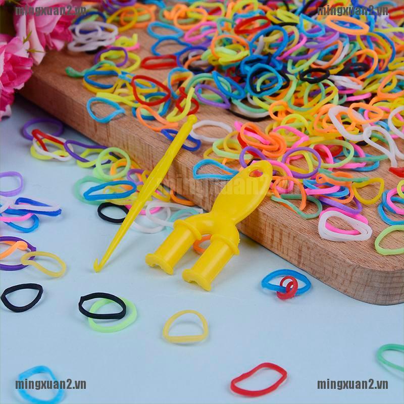 Bộ 600 dây thun cao su đan vòng tay + 24 Kẹp S + 1 móc mini