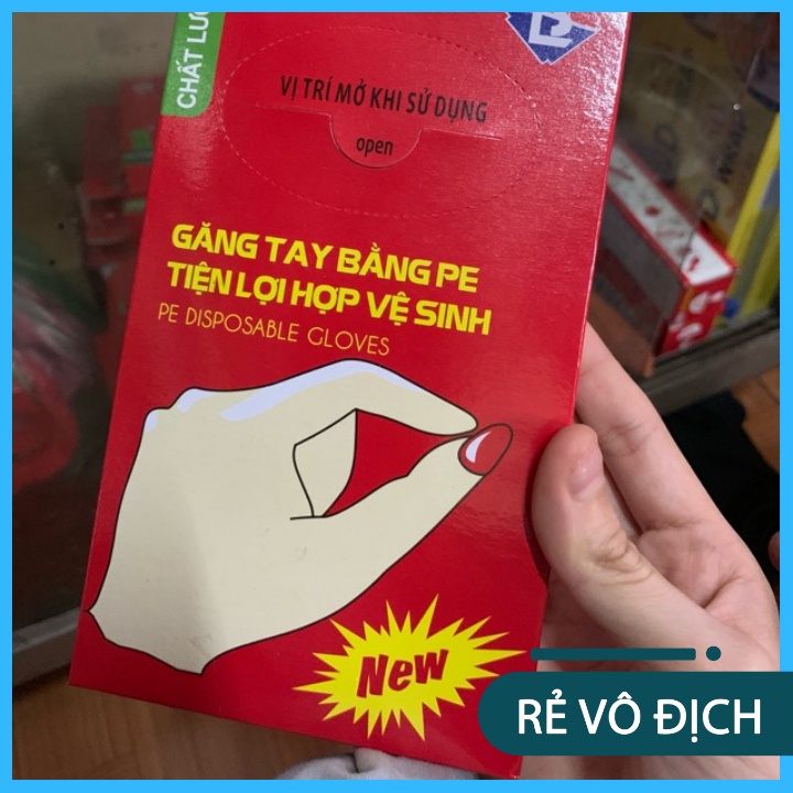 Gói 100 Găng Tay Nilon Dùng 1 Lần - Bao Tay Làm Bếp An Toàn Vệ Sinh Thực Phẩm