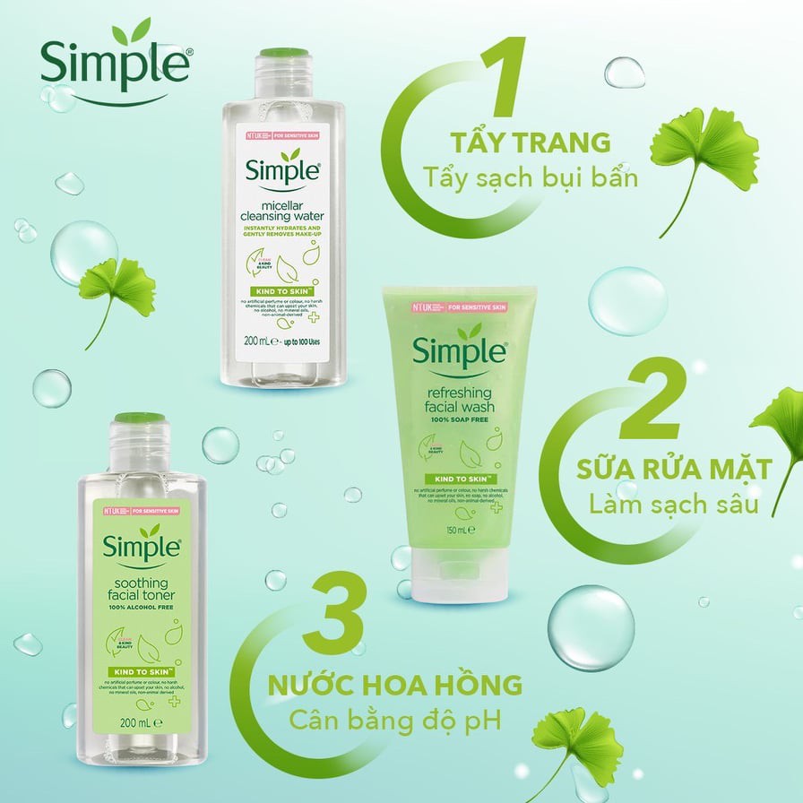 Combo SIMPLE Tẩy trang + Tonner Nước hoa hồng