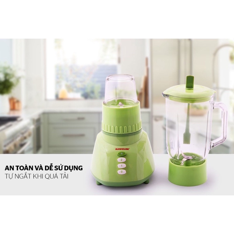 Máy xay sinh tố Sunhouse cối thủy tinh SHD5112 xanh