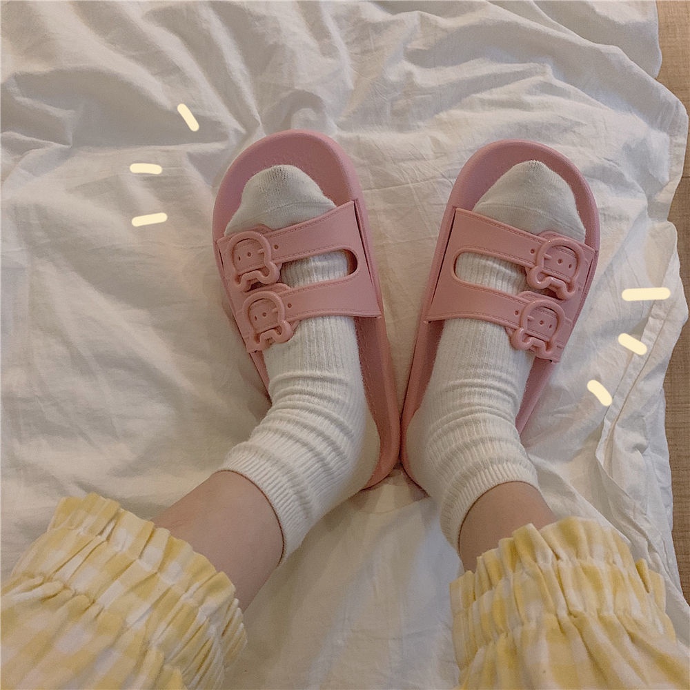 Dép đi trong nhà tắm mềm mại thoải mái chống trượt màu hồng dễ thương đơn giản