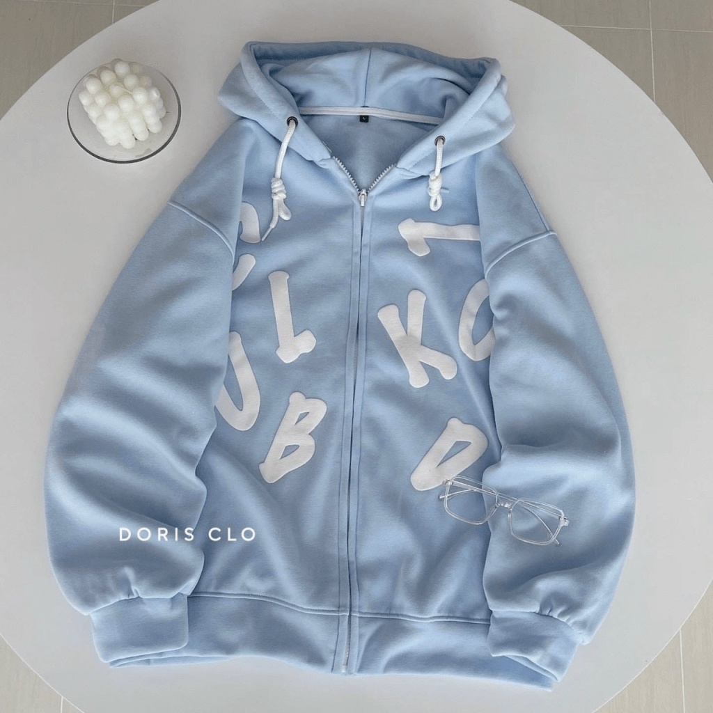 Áo Khoác Hoodie Nam Nữ Có Dây Kéo Họa Tiết Nỗi Siêu Xinh Siêu Cute