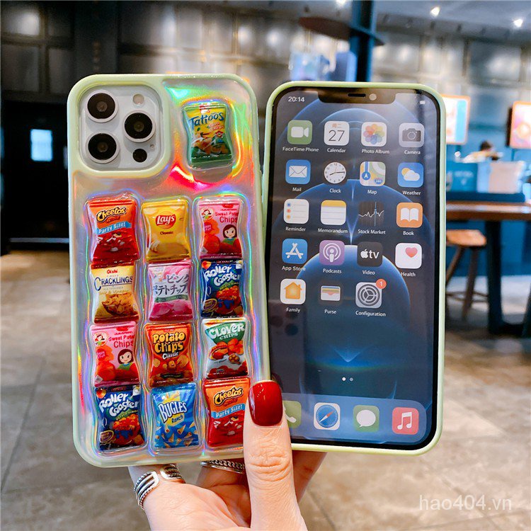Ốp điện thoại chống sốc họa tiết bánh snack phong cách Hàn Quốc thích hợp cho Iphone se2 7 8p X Xsmax Xr11 12pro