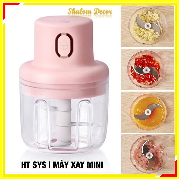 Máy Xay Cầm Tay, Máy Xay Điện Cầm Tay Mini 3 Lưỡi