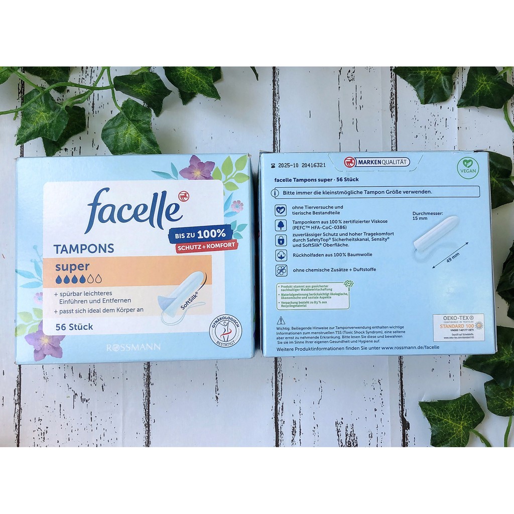 Lẻ 10 miếng Băng vệ sinh dạng nút Tampon Facelle nội địa Đức đủ size