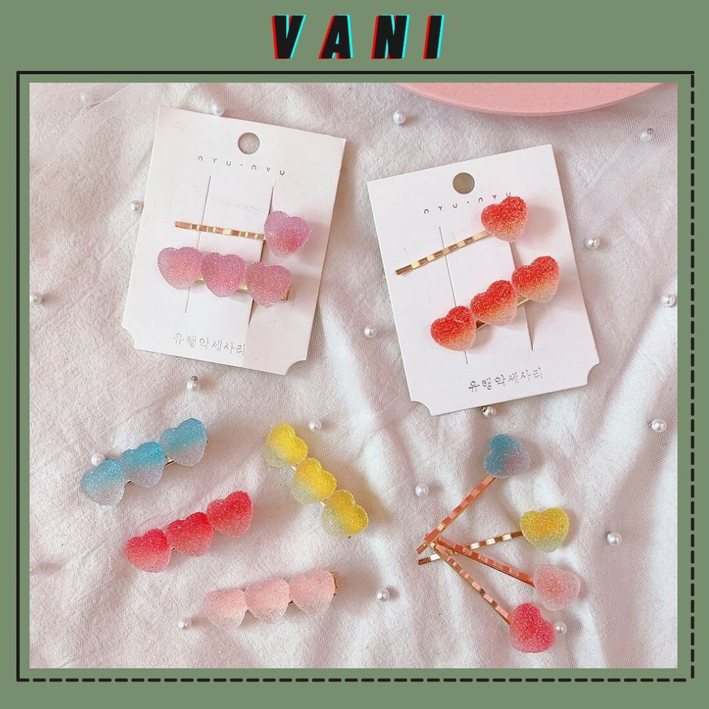 Set 2 Kẹp Tóc Kẹo Dẻo Jelly Hình Ngôi Sao Trái Tim Ngọt Ngào