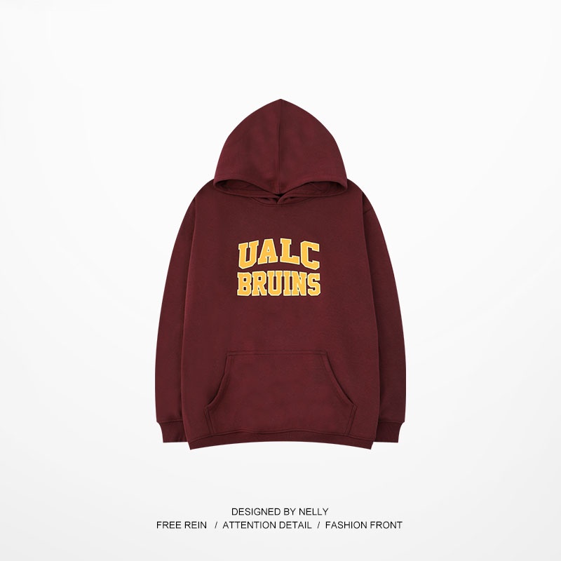 Áo hoodie Nelly lót lông in hình "UALC BRUINS" áo nỉ