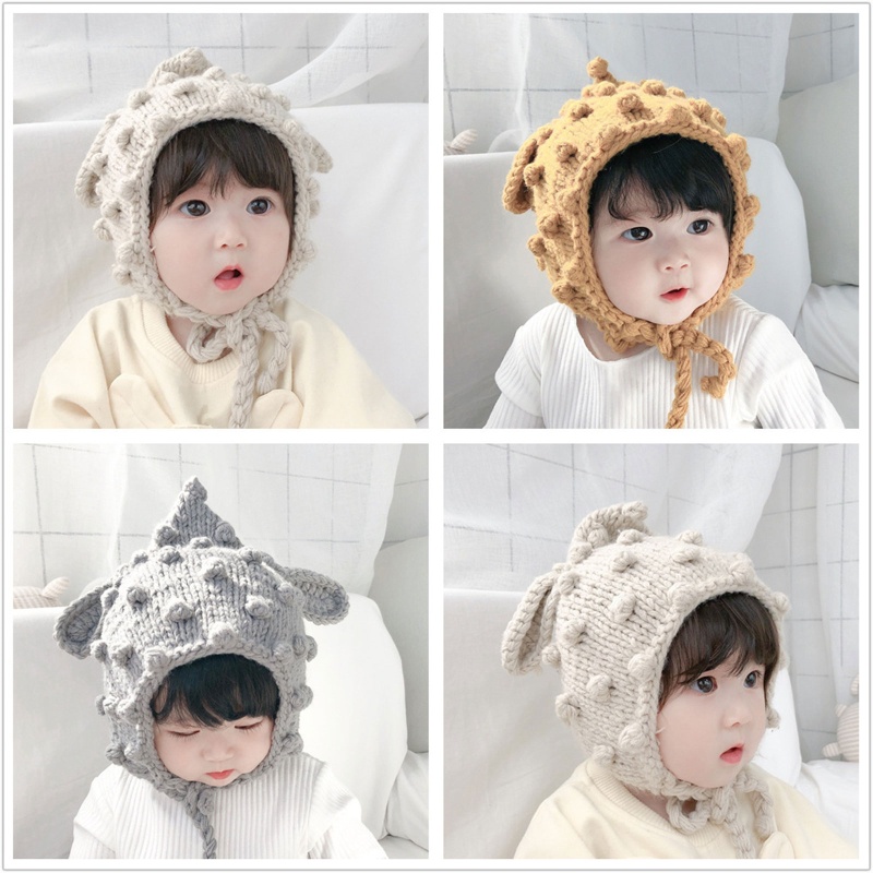 Mũ Beanie Đan Len Giữ Ấm Tai Dễ Thương Cho Bé Sơ Sinh
