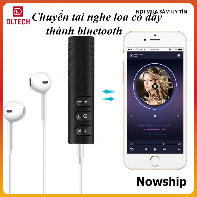 Adapter chuyển đổi tai nghe, loa cắm dây thành Bluetooth không dây DL TECH