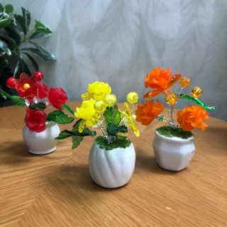 Bình hoa pha lê nhựa kết tay thủ công
