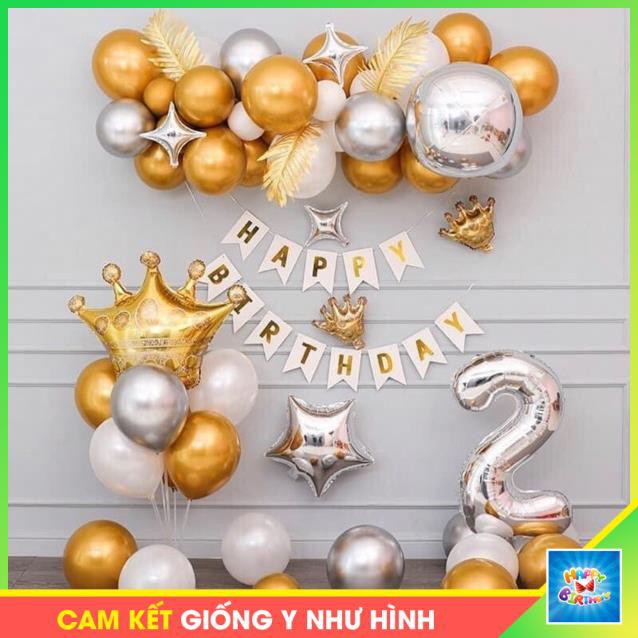 Set Trang trí Sinh Nhật Kiểu Hàn Quốc - Vàng Gold Cho Bé Trai, Bé Gái #TrangTriSinhNhat