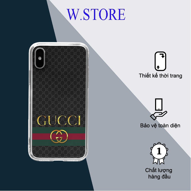 Ốp điện thoại sang trọng ốp lưng gucci chữ vàng nền đen cực đẳng cấp dành cho Iphone 5 đến 12 promax BRD20210158