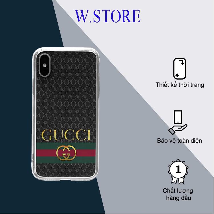 Ốp điện thoại  sang trọng ốp lưng gucci chữ vàng nền đen cực đẳng cấp dành cho Iphone 5 đến 12 promax BRD20210158