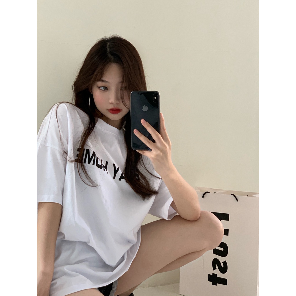 Áo thun nam nữ HY KOREA unisex tay lỡ form rộng oversize streetwear  StayHome 298.