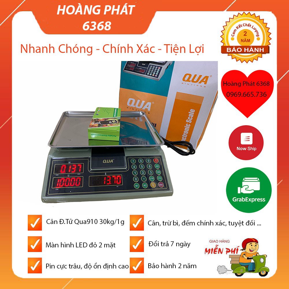 [ Free Ship ] CÂN ĐIỆN TỬ TÍNH TIỀN 30Kg/1gam - QUA910 ĐÀI LOAN - BH 2 NĂM [ GỌI LÀ CÓ ]