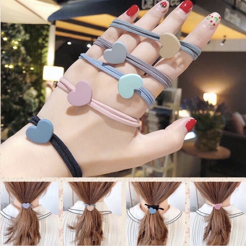 Dây thun buộc tóc Hàn Quốc hình trái tim xinh xắn cho nữ
