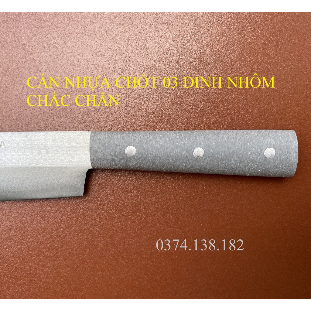 Dao thái thịt bản nhỏ bằng thép Nhật trắng không gỉ - Chuôi nhựa - thương hiệu làng rèn Lý Nhân