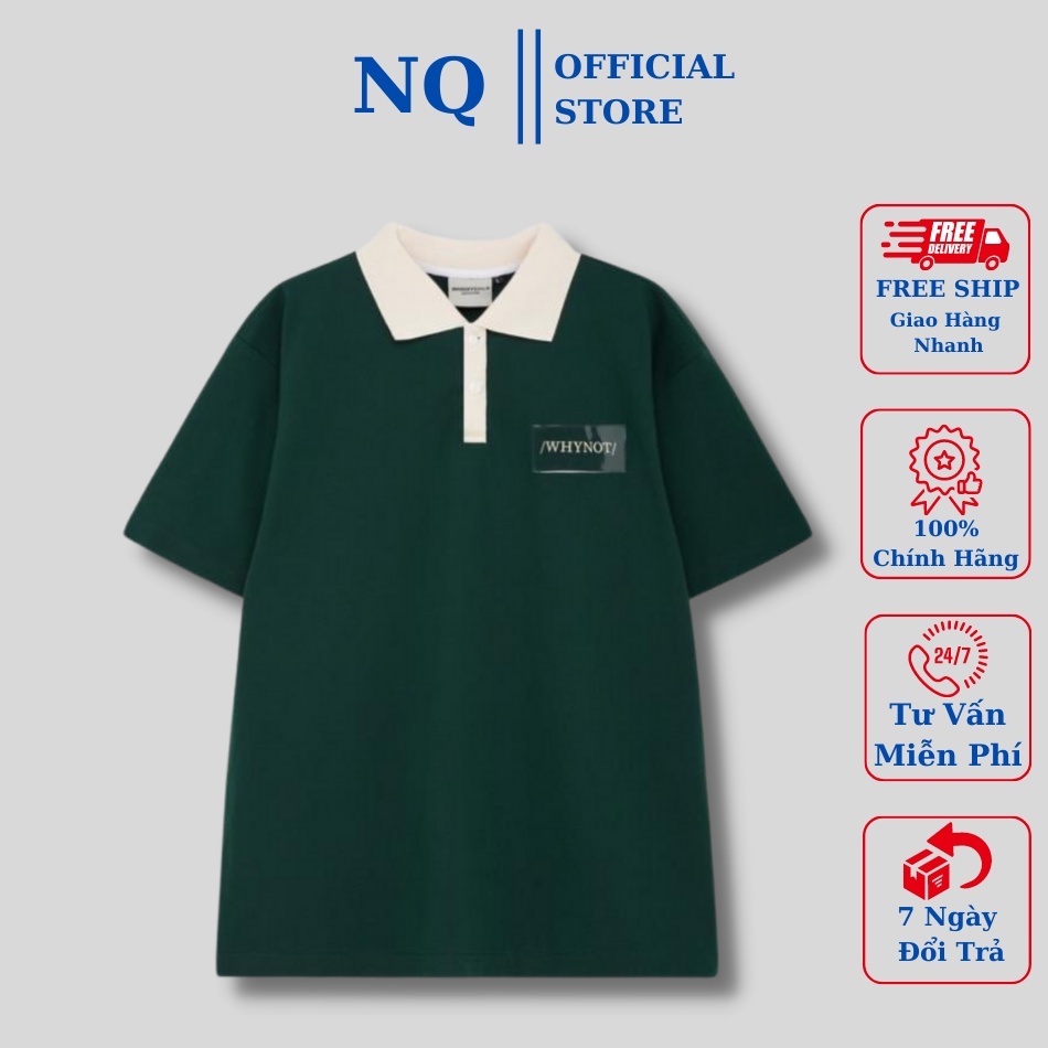 Áo polo form rộng unisex nam nữ WHY NOT màu XANH/KEM form rộng ✳️ Chất TC Cá Sấu giá đẹp