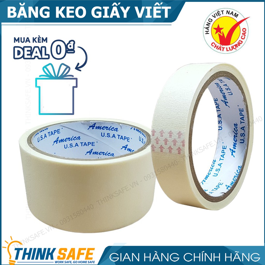 Băng keo giấy Thinksafe, băng dính đa dụng, bám dính rất tốt, viết chữ ký hiệu, không gây trầy xước, dễ sử dụng, một mặt