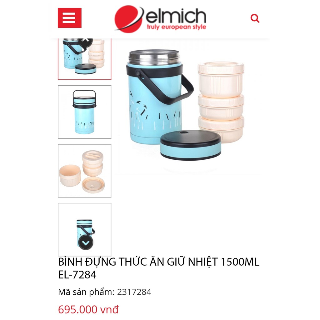 BÌNH ĐỰNG THỨC ĂN GIỮ NHIỆT ELMICH EL-7284 1500ML - TT998