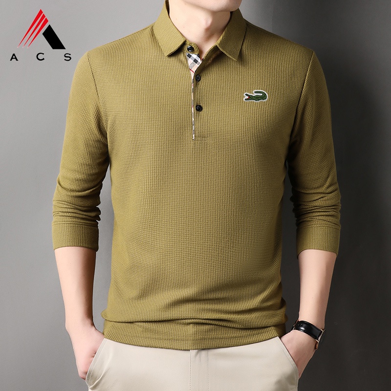 Áo polo Dài Tay Thêu Họa Tiết 7 Màu Lựa Chọn Dành Cho Nam