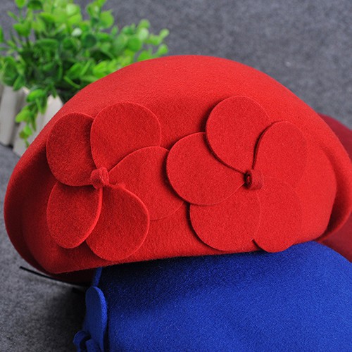 Mũ beanie trùm đầu thời trang cho nữ có kết hoa kiểu tiếp viên hàng không