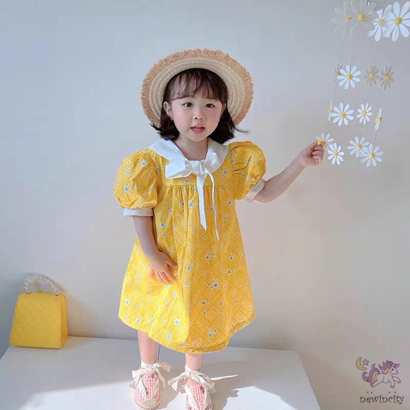 Đầm Xòe Công Chúa In Hoa Phong Cách Hàn Quốc Cho Bé Gái