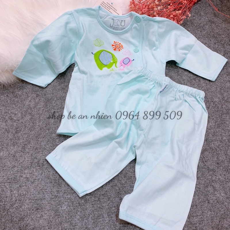 Bộ tay dài jou màu cho bé 3-9kg-Vải cotton 100%
